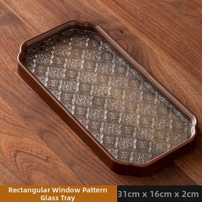 Ιαπωνικός δίσκος τσαγιού από γυαλί με λουλούδια Begonia, ρετρό δίσκος τσαγιού από μπαμπού, απλός δίσκος σνακ φρούτων για το σπίτι, δίσκος αποθήκευσης