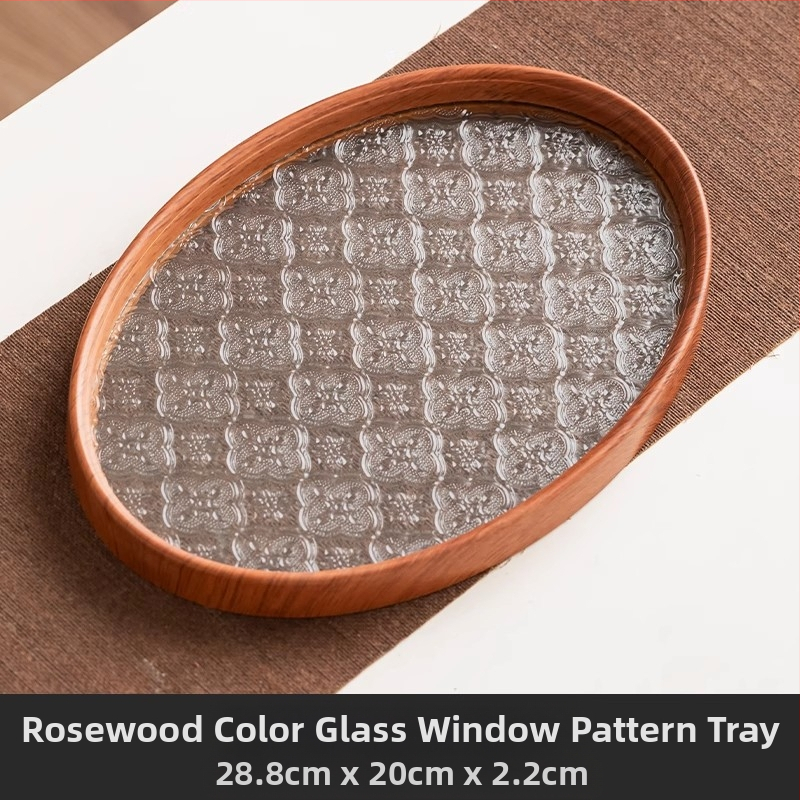 Ιαπωνικός δίσκος τσαγιού από γυαλί με λουλούδια Begonia, ρετρό δίσκος τσαγιού από μπαμπού, απλός δίσκος σνακ φρούτων για το σπίτι, δίσκος αποθήκευσης