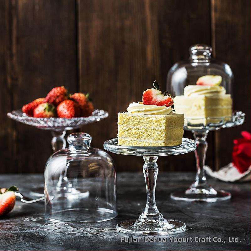 Вносна прозрачна стъклена чиния за дим сум в европейски стил, паша, сладкарска чиния, домашна креативна висока десертна торта, малка