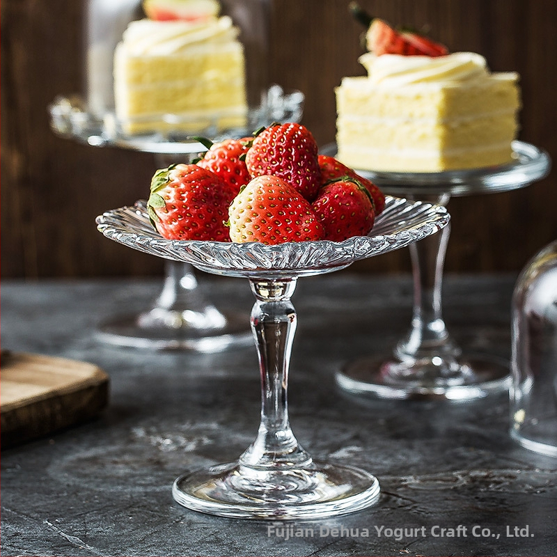 Вносна прозрачна стъклена чиния за дим сум в европейски стил, паша, сладкарска чиния, домашна креативна висока десертна торта, малка