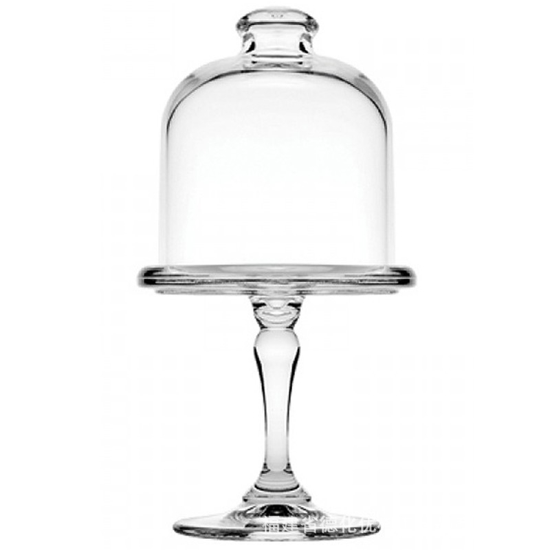 Importált Pasha európai stílusú átlátszó üveg Dim Sum tányér süteménytányér otthoni kreatív magas desszert torta borító kis méret