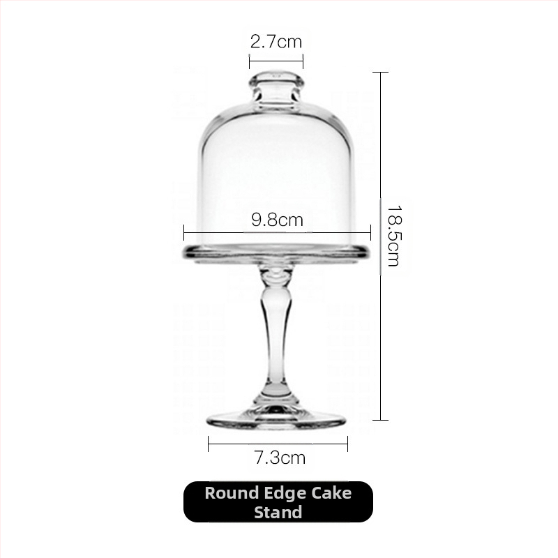Importált Pasha európai stílusú átlátszó üveg Dim Sum tányér süteménytányér otthoni kreatív magas desszert torta borító kis méret