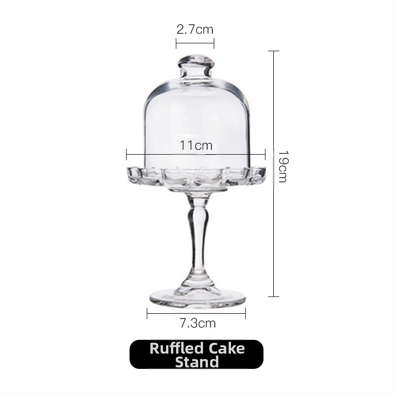 Importált Pasha európai stílusú átlátszó üveg Dim Sum tányér süteménytányér otthoni kreatív magas desszert torta borító kis méret
