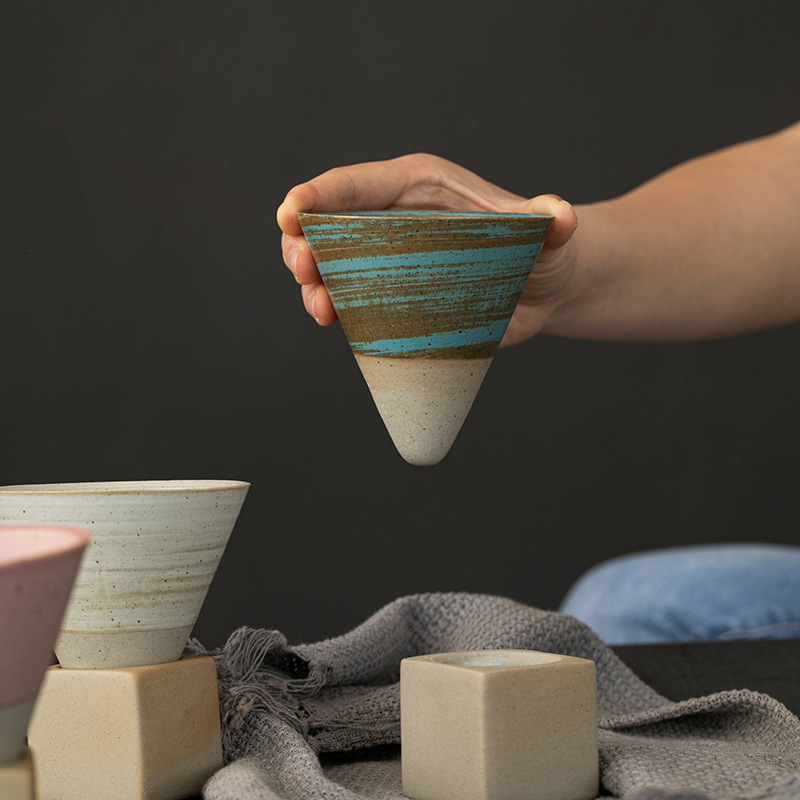 Retro kivist kohvitass, loominguline mütsikujuline teetass, keraamiline tassimasin, graveeritud logo, piiriülene Jaapani kruus