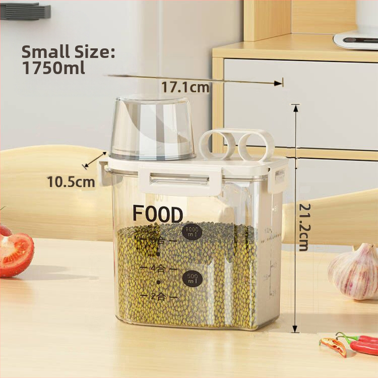 Креативна кофа за съхранение на зърно в японски стил, буркан за съхранение, кухненска кофа за ориз, контейнер за по-чисти храни, удебелен с мерителна чаша