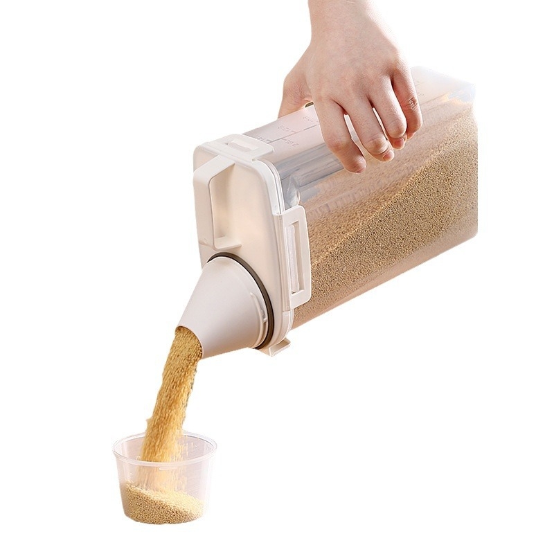 Креативна кофа за съхранение на зърно в японски стил, буркан за съхранение, кухненска кофа за ориз, контейнер за по-чисти храни, удебелен с мерителна чаша