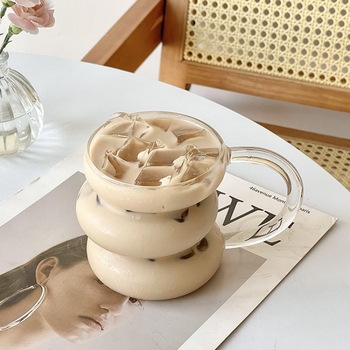 Κορεάτικου στιλ βοριοπυριτικό ακανόνιστο φλιτζάνι Caterpillar Κύπελλο καφέ ανθεκτικό στη θερμότητα γυάλινο φλιτζάνι ποτού κυκλικό φλιτζάνι γάλα Κύπελλο