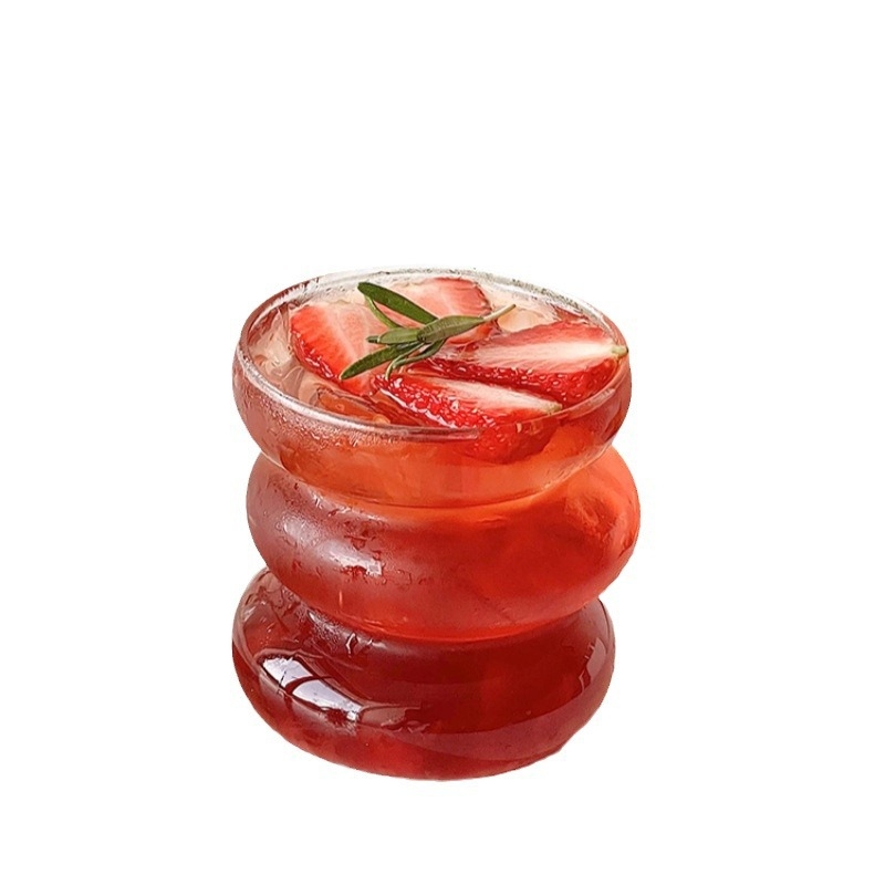 Korėjietiško stiliaus borosilikatinis netaisyklingas vikšro puodelis Kavos puodelis Karščiui atsparus stiklinis puodelis Gėrimo apskritimo puodelis Pieno puodelis