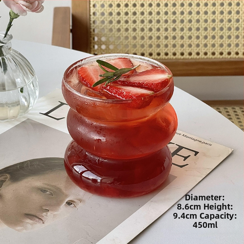 Korėjietiško stiliaus borosilikatinis netaisyklingas vikšro puodelis Kavos puodelis Karščiui atsparus stiklinis puodelis Gėrimo apskritimo puodelis Pieno puodelis