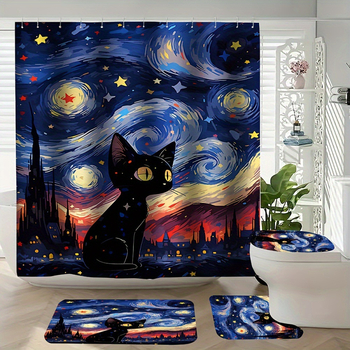 Amazoni piiriülene uus hulgimüügi Xiyin TEMU uus neljaosaline veekindel HD digitaaltrükiga dušikardin