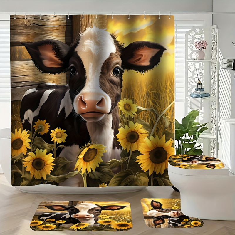 Amazoni piiriülene uus hulgimüügi Xiyin TEMU uus neljaosaline veekindel HD digitaaltrükiga dušikardin