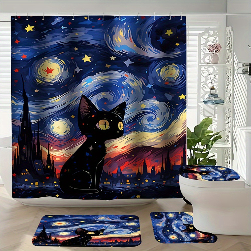 Amazoni piiriülene uus hulgimüügi Xiyin TEMU uus neljaosaline veekindel HD digitaaltrükiga dušikardin