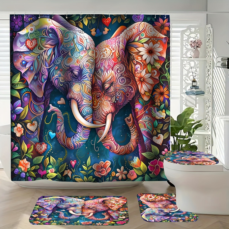 Amazoni piiriülene uus hulgimüügi Xiyin TEMU uus neljaosaline veekindel HD digitaaltrükiga dušikardin