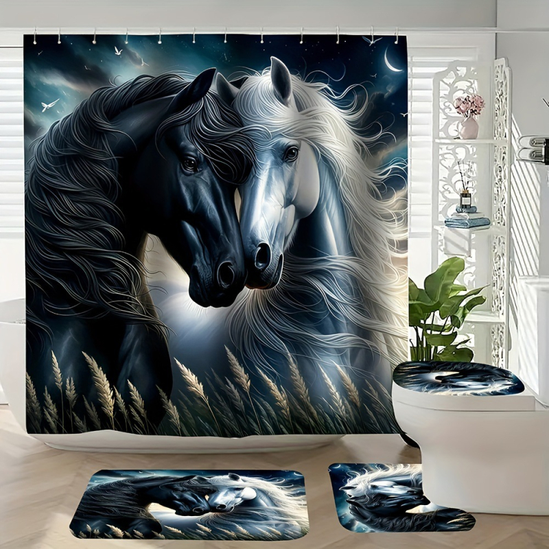 Amazoni piiriülene uus hulgimüügi Xiyin TEMU uus neljaosaline veekindel HD digitaaltrükiga dušikardin