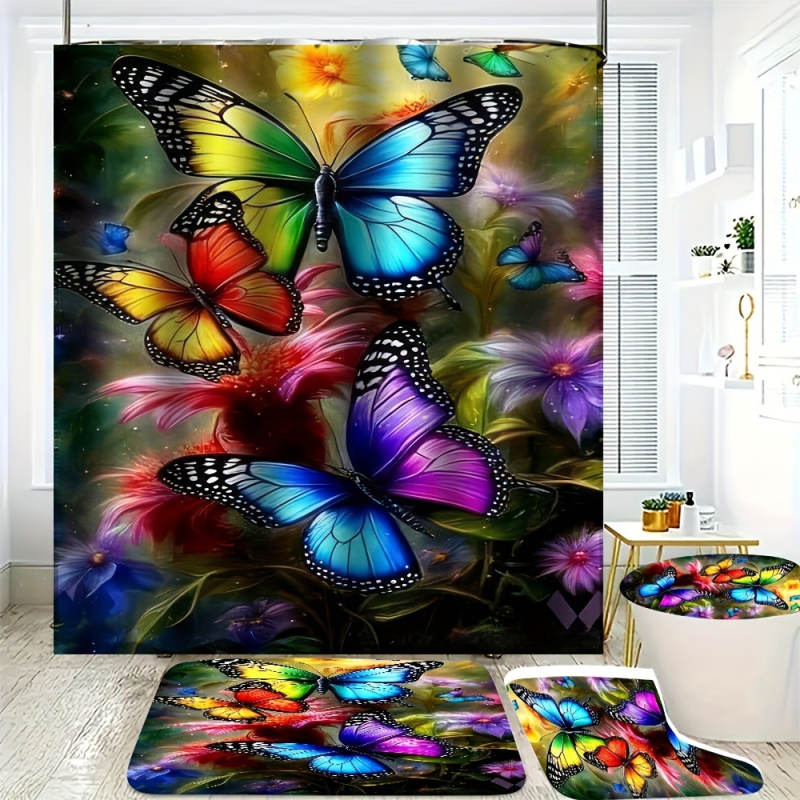 Amazoni piiriülene uus hulgimüügi Xiyin TEMU uus neljaosaline veekindel HD digitaaltrükiga dušikardin