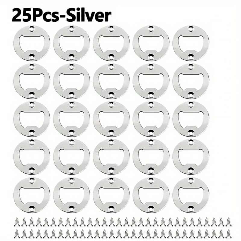 25 kryžminiai geležiniai butelių atidarytuvai su varžtais, nikeliuoti apvalūs stori alaus butelių atidarytuvo priedai