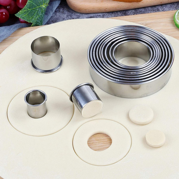 Σετ από ανοξείδωτο ατσάλι 11/12 τεμαχίων στρογγυλό καλούπι μπισκότων για μπούκλες, μους δαχτυλιδιών για ζυμαρικά, εργαλείο ψησίματος, καλούπι κοπής