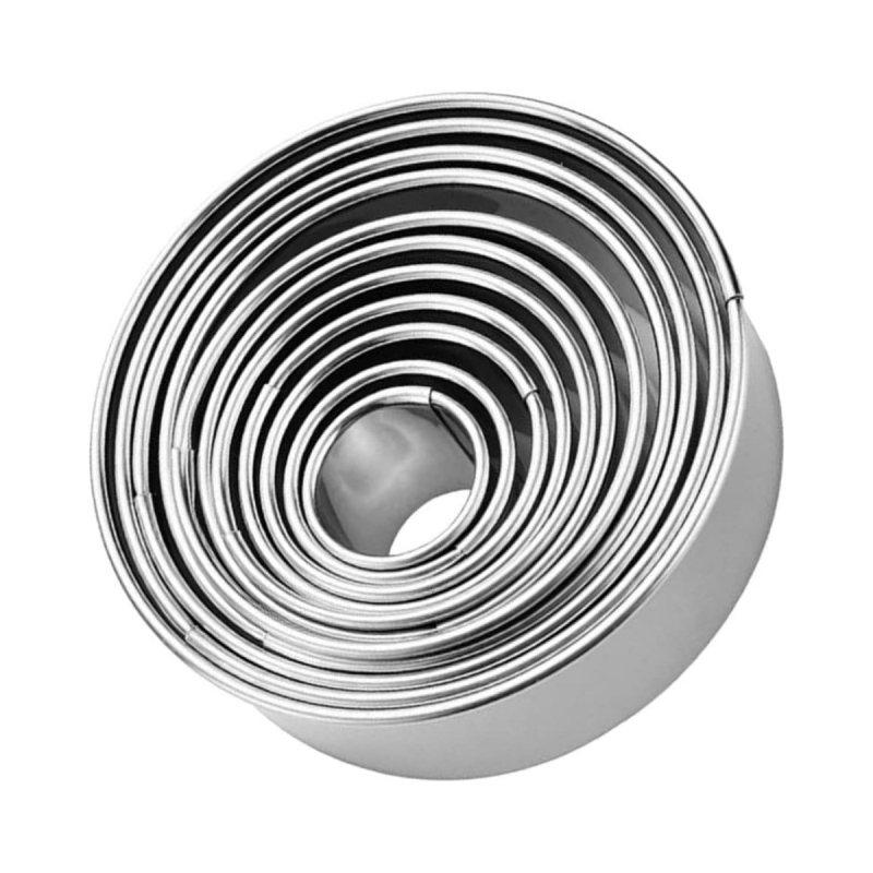 Σετ από ανοξείδωτο ατσάλι 11/12 τεμαχίων στρογγυλό καλούπι μπισκότων για μπούκλες, μους δαχτυλιδιών για ζυμαρικά, εργαλείο ψησίματος, καλούπι κοπής