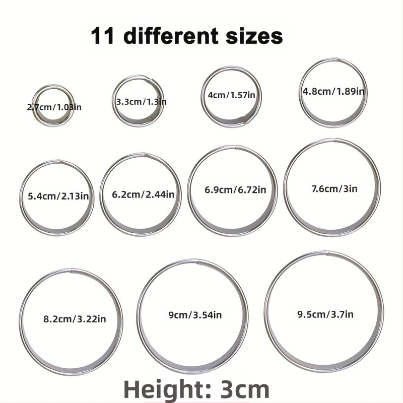 Σετ από ανοξείδωτο ατσάλι 11/12 τεμαχίων στρογγυλό καλούπι μπισκότων για μπούκλες, μους δαχτυλιδιών για ζυμαρικά, εργαλείο ψησίματος, καλούπι κοπής