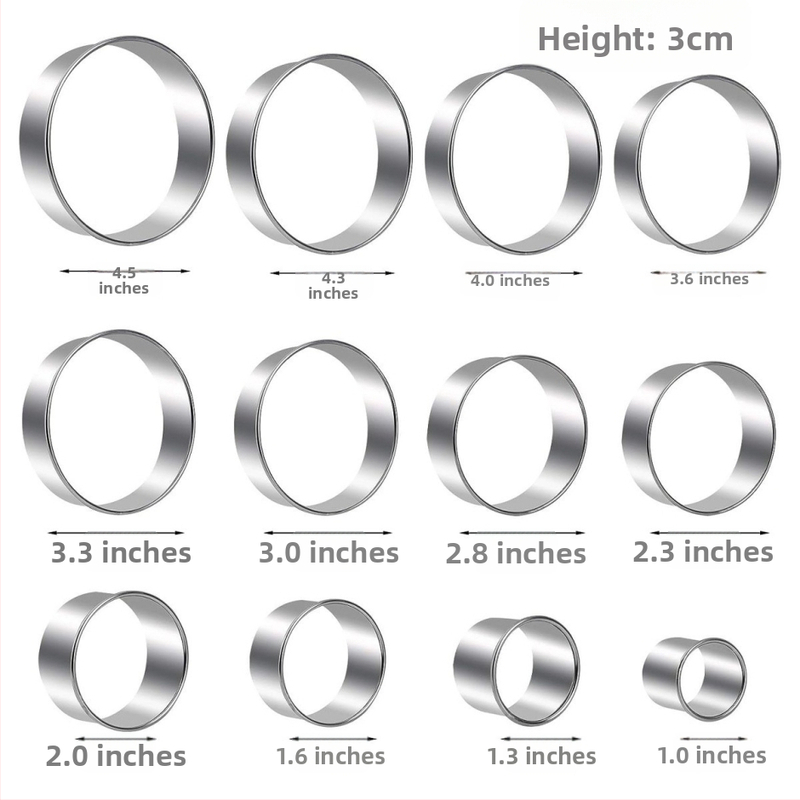 Σετ από ανοξείδωτο ατσάλι 11/12 τεμαχίων στρογγυλό καλούπι μπισκότων για μπούκλες, μους δαχτυλιδιών για ζυμαρικά, εργαλείο ψησίματος, καλούπι κοπής