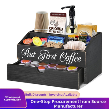 Tarpvalstybinė kavos baro laikymo dėžutė restorano registratūroje, popierinių puodelių arbatos maišelio padalinta vitrina, arbatos kambario užkandžių laikymo dėžutė