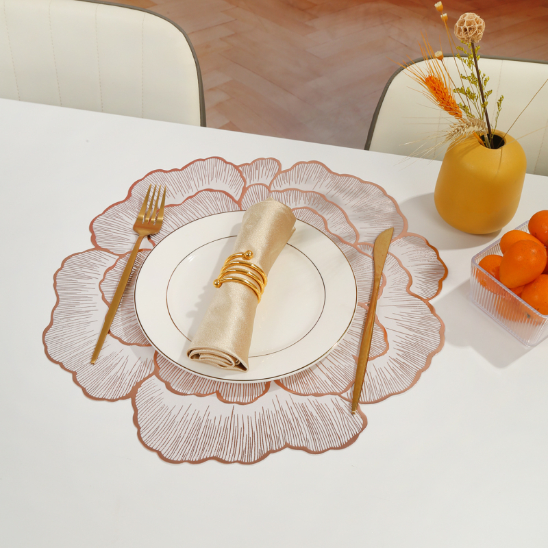 Trimatis „Nordic Peony“ šilumos izoliacinis kilimėlis, skalbiamas viešbučio restorano stalo kilimėlis, karštas, išskirtinis, „Amazon“ prekės ženklas.