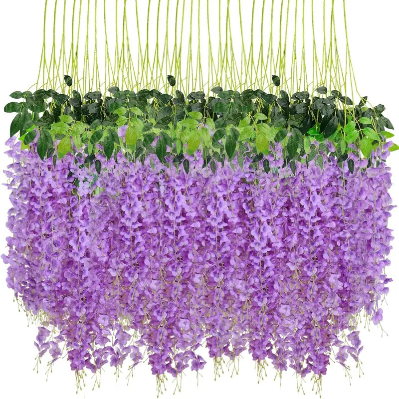 Kunstlik wisteria lillekaunistused rippuvad lilled, võltslill, viinapuuvioletne siseruumides asuv pulmalakke riputatav viinapuu taim