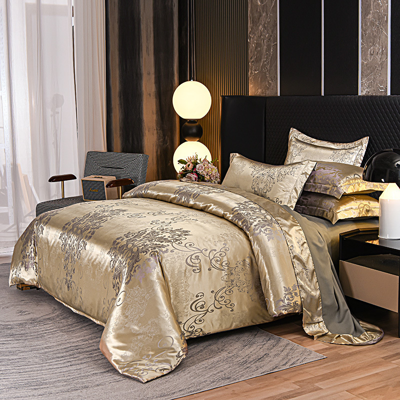 Europietiško stiliaus atlasinis žakardo keturių dalių trijų dalių užsienio prekybos tarpvalstybinis tiekimas viengulis antklodės užvalkalas gyvas mikroverslas didmeninės prekybos karta