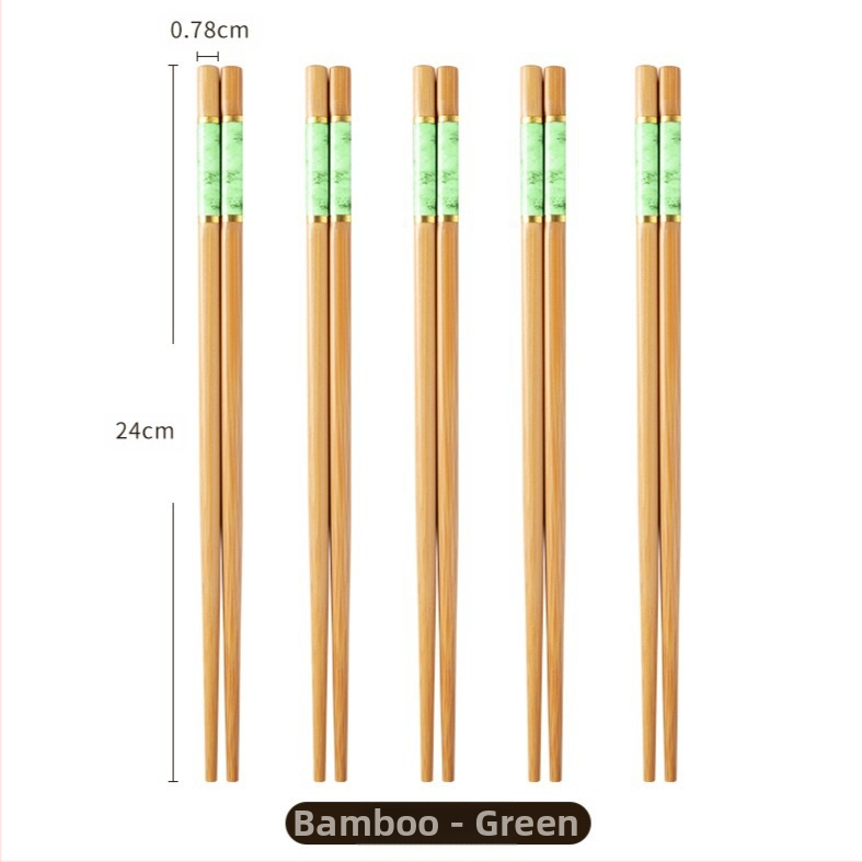 Natūralaus bambuko aukštos kokybės bambuko lazdelės buitiniam naudojimui, atsparios pelėsiui, antibakterinės, atsparios aukštai temperatūrai, be dažų, be vaško, neslystančios, penkių spalvų lazdelės dalinimuisi maistu.
