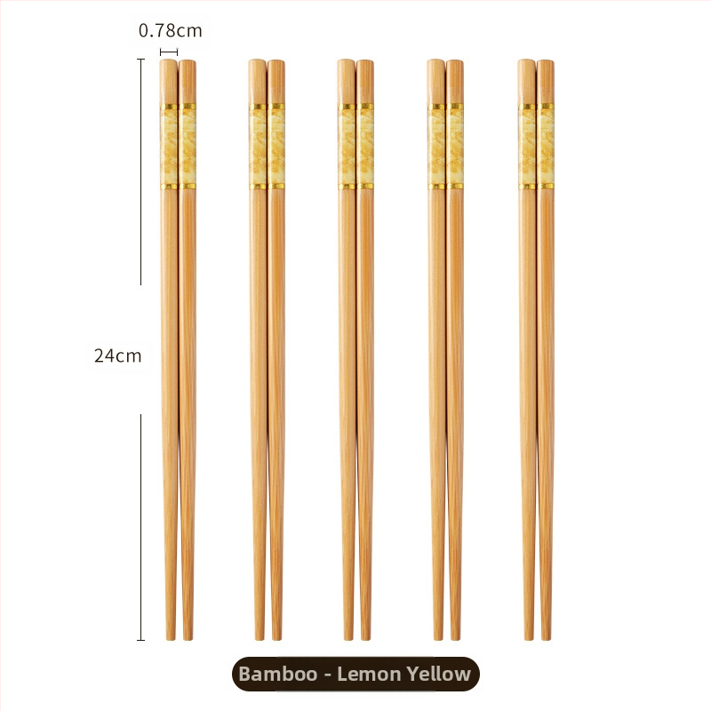 Natūralaus bambuko aukštos kokybės bambuko lazdelės buitiniam naudojimui, atsparios pelėsiui, antibakterinės, atsparios aukštai temperatūrai, be dažų, be vaško, neslystančios, penkių spalvų lazdelės dalinimuisi maistu.