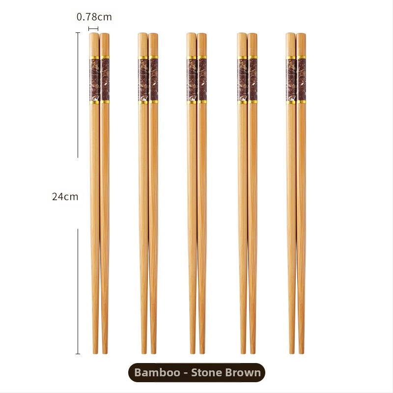 Natūralaus bambuko aukštos kokybės bambuko lazdelės buitiniam naudojimui, atsparios pelėsiui, antibakterinės, atsparios aukštai temperatūrai, be dažų, be vaško, neslystančios, penkių spalvų lazdelės dalinimuisi maistu.
