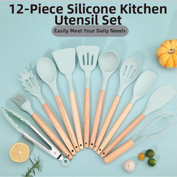 12 dalių silikoniniai virtuvės reikmenys, tinkantys virtuvei, maisto gaminimo dovanoms, tinka tarpvalstybinei elektroninei prekybai, geriausiai parduodamų stilių virtuvės reikmenų derinys