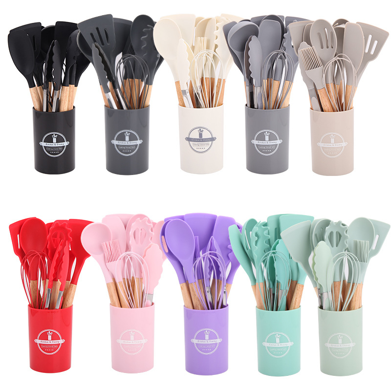 12 dalių silikoniniai virtuvės reikmenys, tinkantys virtuvei, maisto gaminimo dovanoms, tinka tarpvalstybinei elektroninei prekybai, geriausiai parduodamų stilių virtuvės reikmenų derinys
