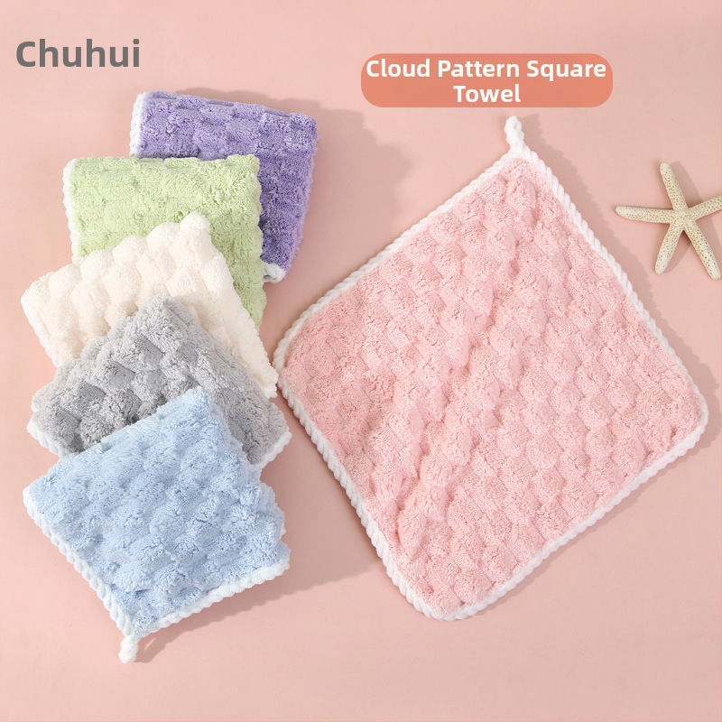 Naujas poliesterio brokato debesies grotelių kvadratinis kvadratinis sriegio kraštas vandenį sugeriantis veido plovimo mažas rankšluostis buitiniam virtuvės vonios kambario valymui rankšluostis