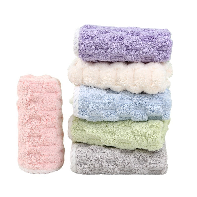 Naujas poliesterio brokato debesies grotelių kvadratinis kvadratinis sriegio kraštas vandenį sugeriantis veido plovimo mažas rankšluostis buitiniam virtuvės vonios kambario valymui rankšluostis