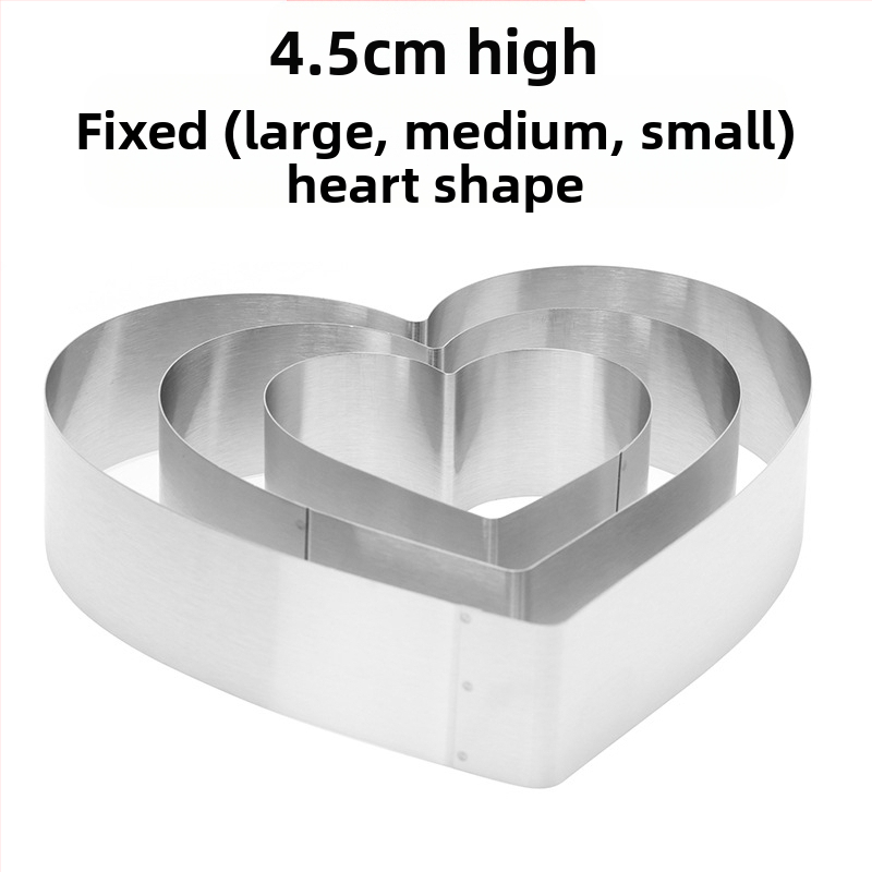 Αν θέλετε να βρείτε στρογγυλό κύκλο μους από ανοξείδωτο χάλυβα, μπορεί να ρυθμιστεί χειροκίνητα, καλούπι κέικ κύκλου κέικ DIY πολλαπλών σχημάτων καρδιάς