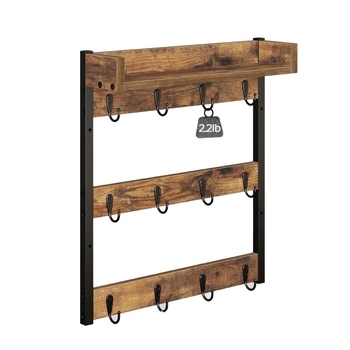 Medžio masyvo puodelių laikiklis, prie sienos tvirtinamas kavos puodelių laikymo stovas, medinis kaimiško stiliaus puodelių laikymo stovas, kanalizacijos stovas