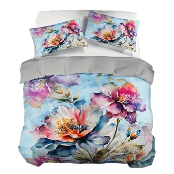 Akvarelės gėlių 3D HD skaitmeninio spausdinimo antklodės užvalkalas, tinkantis minkštai ir patogiai patalynei, išskirtinei skersai sienos.