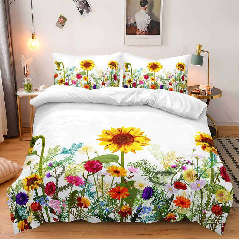 Akvarelės gėlių 3D HD skaitmeninio spausdinimo antklodės užvalkalas, tinkantis minkštai ir patogiai patalynei, išskirtinei skersai sienos.