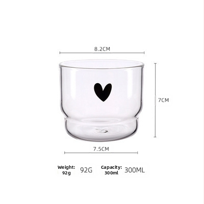 „Ins Style“ interneto įžymybių stiklinė taurė, kūrybingas pieno puodelis, besišypsantis veidas, meilės kupinas puodelis, didelės grožio vertės desertas, mažas dubenėlis, pusryčių puodelis