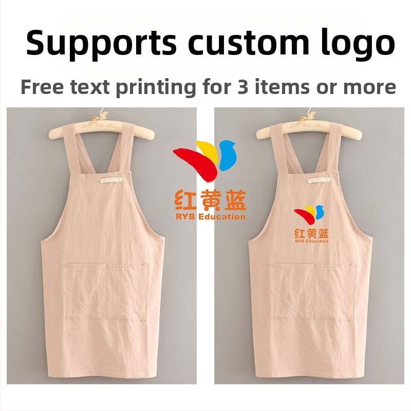 Нов стил, обикновена платнена престилка, кухня, домакинско готвене, дишаща, маслоустойчива, дамска талия, работно облекло с флорален принт