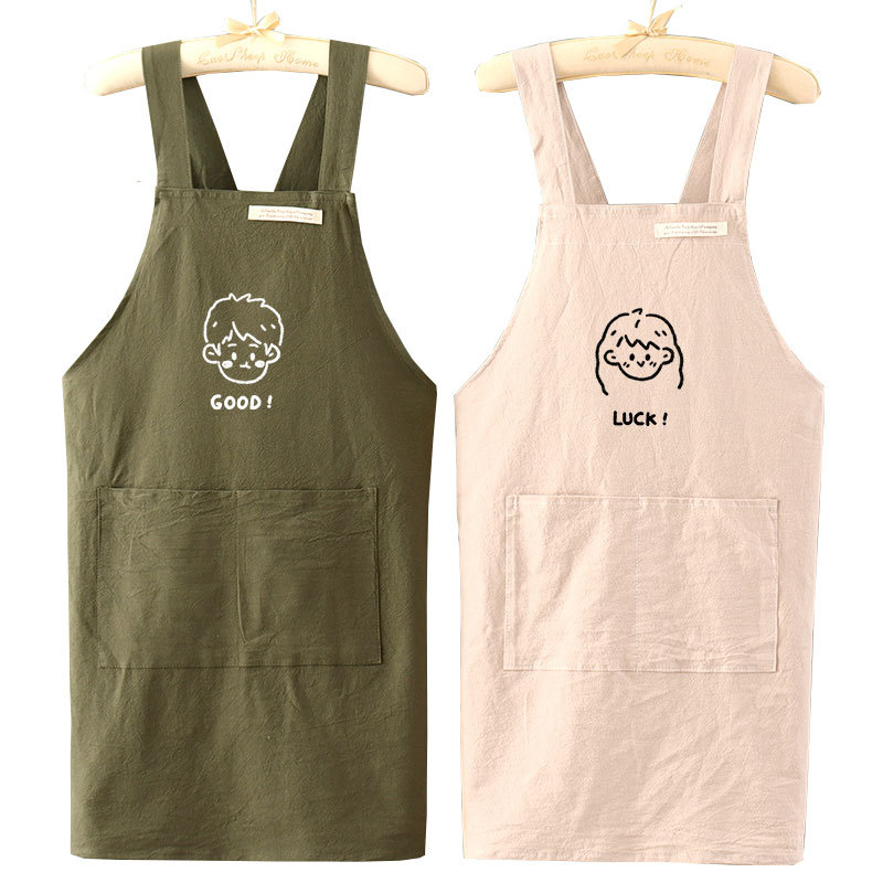 Uus stiil Lihtne lõuendipõll Köök Kodune toiduvalmistamine Hingav Õlikindel Naiste Talje Töö Lilleline Tööriided