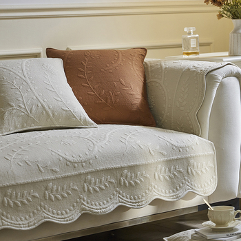 Užsienio prekybos prancūziška retro medvilninė sofos pagalvėlė, lengva, prabangi, paprasta siuvinėjimo, „Four Seasons“ universali neslystanti sofos rankšluosčio užvalkalo pagalvėlė