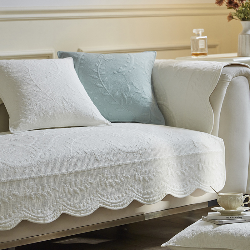 Užsienio prekybos prancūziška retro medvilninė sofos pagalvėlė, lengva, prabangi, paprasta siuvinėjimo, „Four Seasons“ universali neslystanti sofos rankšluosčio užvalkalo pagalvėlė