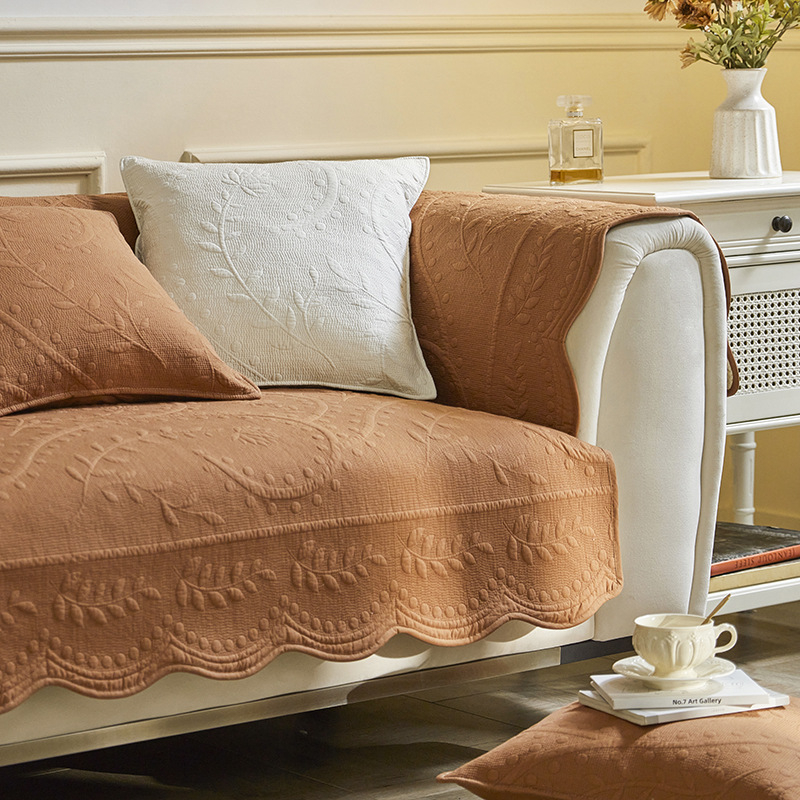 Užsienio prekybos prancūziška retro medvilninė sofos pagalvėlė, lengva, prabangi, paprasta siuvinėjimo, „Four Seasons“ universali neslystanti sofos rankšluosčio užvalkalo pagalvėlė