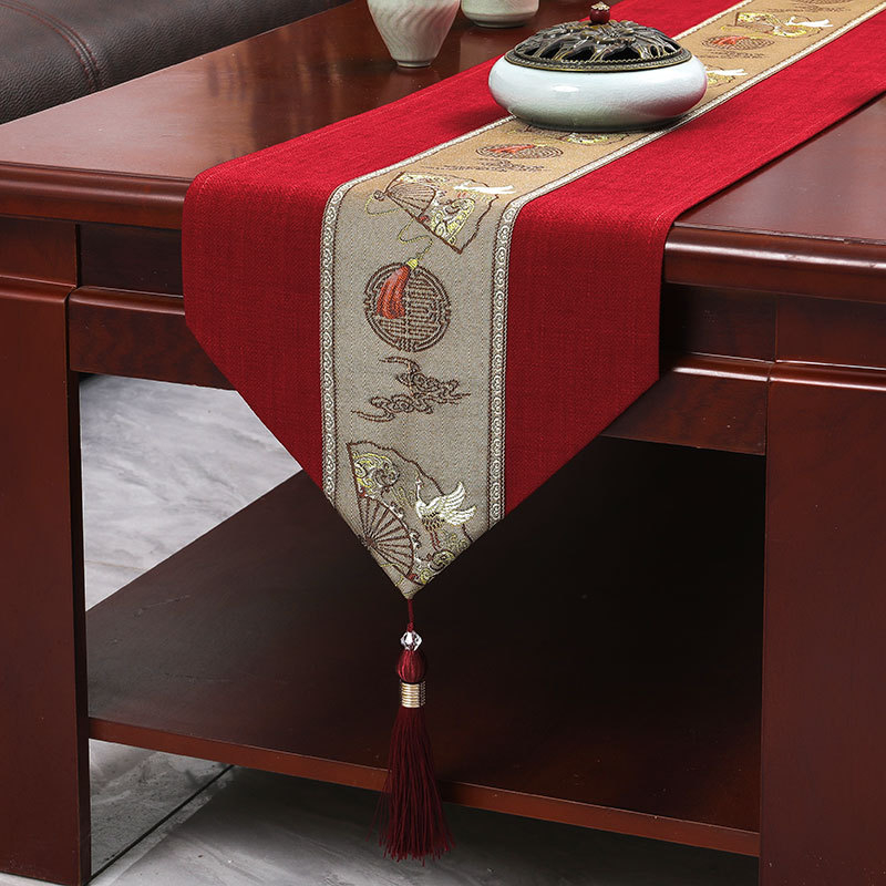 Naujas kiniškas stalo takelis vestuvių ceremonijai, šventinis raudonas ilgas kavos staliukas, staltiesės dekoravimas, vestuvių ceremonija, televizoriaus spintelės užvalkalas, valgomojo staltiesė