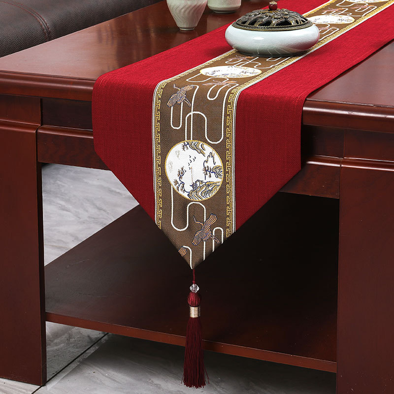 Naujas kiniškas stalo takelis vestuvių ceremonijai, šventinis raudonas ilgas kavos staliukas, staltiesės dekoravimas, vestuvių ceremonija, televizoriaus spintelės užvalkalas, valgomojo staltiesė