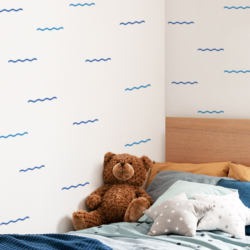 Naujas ACC36061 paprastas vandens paviršiaus bangos bangos lipnus sienos lipdukas miegamojo svetainės sofos fono dekoracija