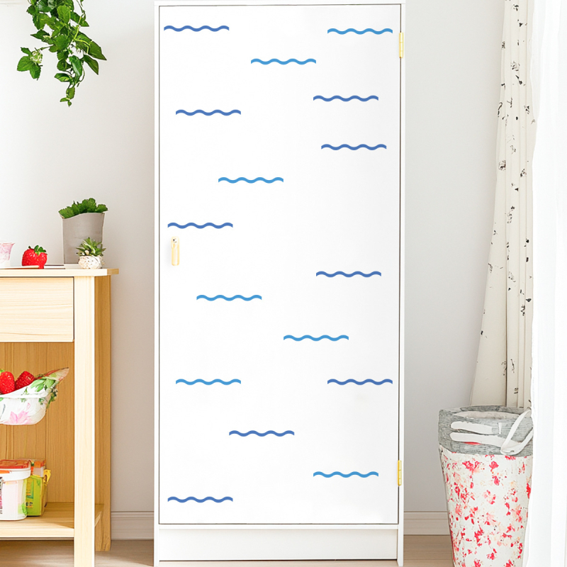 Naujas ACC36061 paprastas vandens paviršiaus bangos bangos lipnus sienos lipdukas miegamojo svetainės sofos fono dekoracija