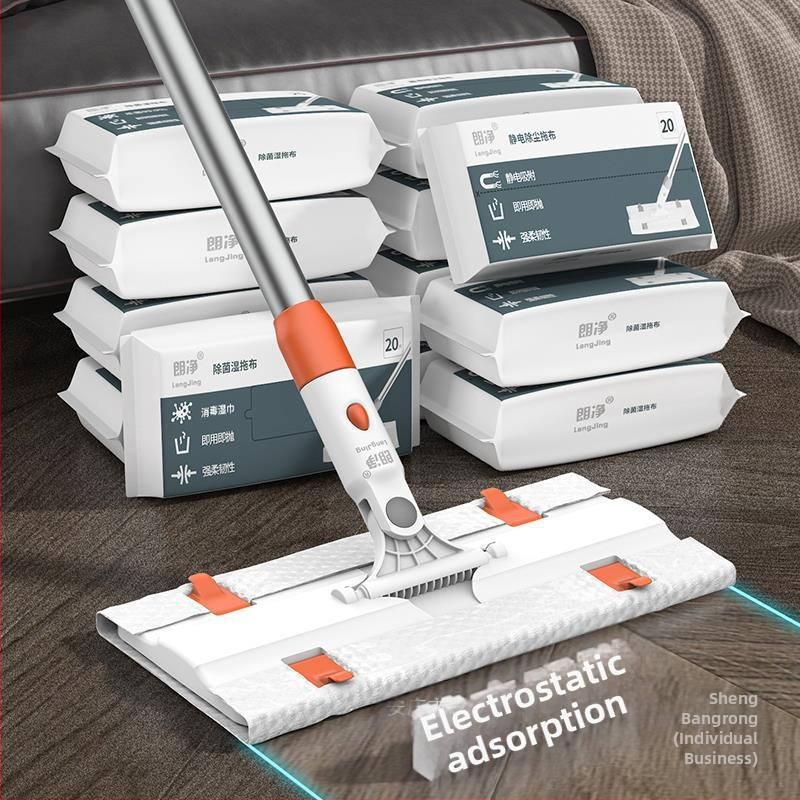 Tīrs, bezmaksas vienreizējās lietošanas elektrostatiskais mops putekļu noņemšanas papīra mops mājsaimniecības auduma grīdas slinks plakans mops roku mazgāšanai